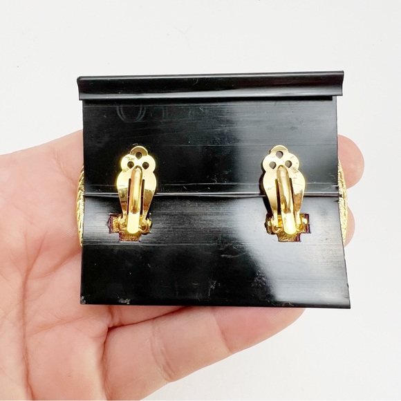 Vintage Adolfo Blue Yellow Enamel Nautical Star Rope Square Clip On Earrings - Picture 5 of 5